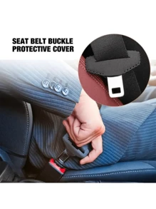 2pcs PU Leather Car Seat Belt Clip - Red Scratch-Proof Cover, Edged Stitching, Comfortable Vehicle Interior Accessories, Ensure And Durability, Car Seat Protection | Elegant Car Decor | PU Leather Clips, Seat Belt Covers - Multicolor - View 8