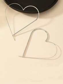 1 Cặp bông tai hình trái tim hình học, thích hợp cho phụ nữ đeo hàng ngày - Vàng - Xem 3