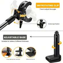 狗毛吹风机支架，宠物美容台吹风机支架，免提吹风机支架，360 度可旋转懒人吹风机支架，带可调节夹子安装座，适用于狗猫美容 - 黑色 - 查看 9