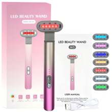 Máy làm đẹp LED 7 trong 1, Thiết bị làm đẹp mặt và cổ, Máy mát xa mặt và mắt trẻ hóa màu đỏ và xanh, Dụng cụ làm đẹp mắt, Máy mát xa cầm tay rung sưởi ấm, Xoay 360°, Quà tặng ngày lễ - Thiết bị làm đẹp mắt - Xem 2