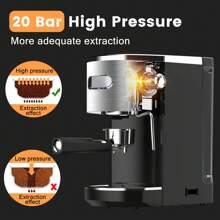 Havato Espresso Machine 20 Bar, Professional Espresso Maker With Milk Frothing Steam Wand, Compact Coffee Machine With 45oz Removable Water Tank For Cappuccino, Latte, Gift, Black