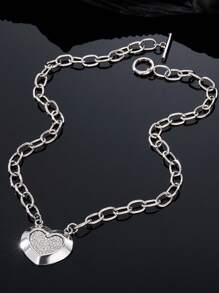 1pc Mother's Day Love Rhinestone S OT Clasp Necklace, Simple Atmosphere Commuter Necklace ( Material)