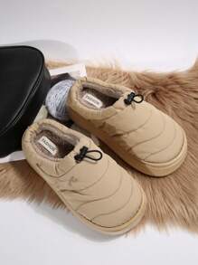 2025 冬季保暖毛绒内衬短款雪地靴，防滑室内拖鞋 - 杏色 - 查看 5