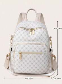 LECEY Vintage Fashionable Stone Textured Solid Color Backpack For Women, Waterproof Shoulder Bag Business Casual Computer Backpacks, Large Capacity College Daypack University Campus Bookbag, Shoulder Outdoor Travel Purse For Daily Use - Beige - View 6