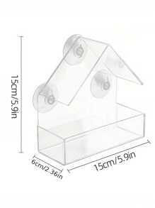 1pc Acrylic Outdoor Birdfeeder With Suction Cups, Wall Mounted No Drilling Required - Multicolor - View 2
