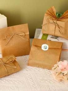 50个牛皮纸派对礼品袋，粉彩纸礼品袋，牛皮纸糖果袋，派对回礼袋，牛皮纸小礼品袋，彩色小礼品袋，高品质可重复使用礼品袋，适用于生日、婚礼和小企业用品，小礼品袋（不含贴纸和绳子） - 卡其色 - 查看 3