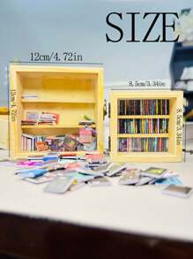 1Pc/2Pcs Anxiety Bookshelf (Contains 60/70/100 Miniature Books Set For Bookshelf Decoration - Handmade Unique Small Books), Anxiety Relief Gift For Adults And Teens, Various Miniature Illustrations Can Be Used For Stress Relief Paper Crafts And Home Decor - Mini Books Matchbox Decoration ,Mini Drawer Best Gift For House - Multicolor - View 9