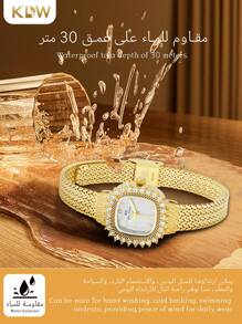 1pc Women's Gold & Silver Stainless Steel Quartz Watch | Luxury Minimalist Waterproof Design | Gift Box Packaged For Business/Casual/Daily Wear - Silver - View 5