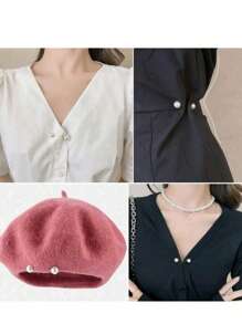 9/3 件服装珍珠胸针 - 服装腰部防滑别针、衣领调节、围巾固定安全别针、服装配饰、0.43 英寸仿珍珠纽扣、香槟色、灰色、白色仿珍珠纽扣时尚配饰 - 完美的连衣裙、衬衫和服装装饰。 - 彩色 - 查看 8