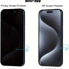 2 stuks One-Click Film Applicator Privacy Gehard Glas Schermbeschermer + 2 stuks Camera Lensbeschermer, Luchtbelvrije Installatie, Volledige Dekking, Anti-Vingerafdruk, Compatibel met iPhone