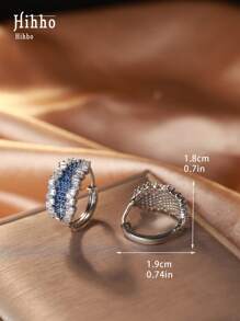 Hihho 1 par de brincos de argola geométricos incrustados com zircônia roxa e zircônia branca, acessório pessoal moderno e elegante, adequado para uso diário feminino, presente para festas e feriados