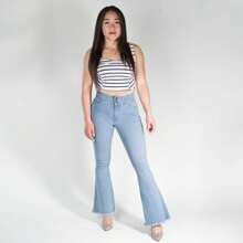 Women's Flare Fit Stretch Denim Jeans - Blue - View 3