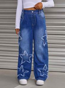 Streecool Teen Girl & Teens Girls Vintage Street Style Casual Loose Wide Leg Comfortable Jeans