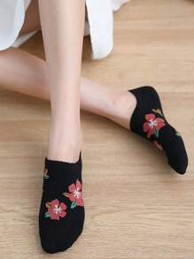 4 Pairs Random Women's Cute Floral Patterned Comfortable Versatile Ankle Socks, Ins Style