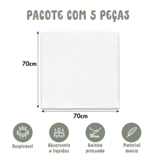 Pack Of 10 Cloth Diapers (5 Plain White Luxury + 5 Printed) Minasrey Brand For Babies And Newborns 70 Cm X 70 Cm - 100% Cotton Double Fabric, Extra Absorbent - Ideal For Maternity Layette - Nữ tính (5 trơn + 5 in) - Xem 10