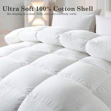 Goose Feather Down Comforter California King Size - White Down Duvet Insert, All Season Luxurious Hotel Fluffy Bedding Comforter With Cotton Cover, Cal King 104x96 Inch