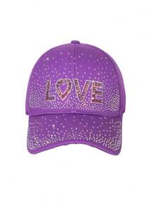 1 pieza Gorra de béisbol unisex con letra de cristal de colores, sombreros snapback versátiles y de moda para protección solar de primavera/verano - Multicolor - Ver 3