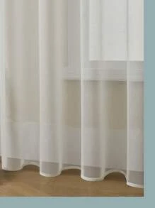 1 pieza Cortina de velo transparente, cortina de poliéster sólida, moderna y minimalista de lujo que suaviza la luz, adecuada para dormitorio, sala de estar y ventanas del balcón - Blanco - Ver 10