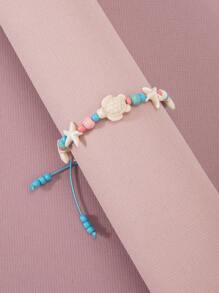 1pc Boho Style Starfish & Sea Turtle Beaded Anklet Bracelet For Girl - one-size - View 4