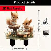 1/2 chiếc, Cọc vườn hình sóc quyến rũ - Acrylic 2D, Chậu hoa trong nhà/ngoài trời và trang trí cảnh quan, Hoàn hảo cho sân trong và bãi cỏ, Trang trí sân vườn, Trang trí lý tưởng cho ngày lễ - Ổ cắm nối đất nhiều màu - Xem 6