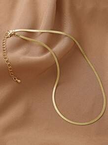 1pc Minimalist Gold Flat Snake Bone Collar Necklace - Yellow Gold - View 6