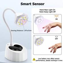 UV LED Nail Lamp Auto Sensor With 3 Timers,Cordless UV Light For Gel Nail Polish,Rechargeable Flash Cure Lamp,Quick Cure Gooseneck UV Lamp For Extension Acrylic Nail Tips Salon Home DIY