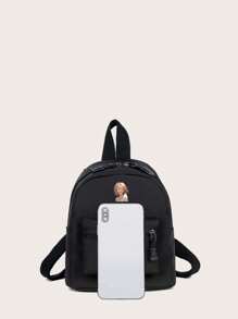 Lightweight Solid Color Nylon Fashionable Sports Style Backpack, Versatile For Women, Suitable For Tourism, Campus & Simple