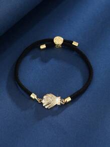 1 件女士绳状首字母手链，12 个星座手工可调节编织手链，珠宝礼物 - 黑色 - 查看 4