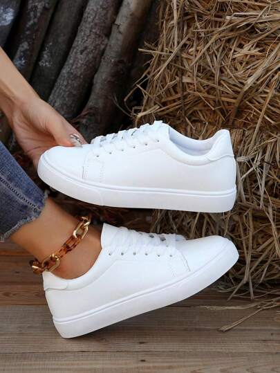 2025 Spring New White Skateboard Shoes For Women, Fashion Versatile Breathable Sports Casual Sneakers, Ins Style