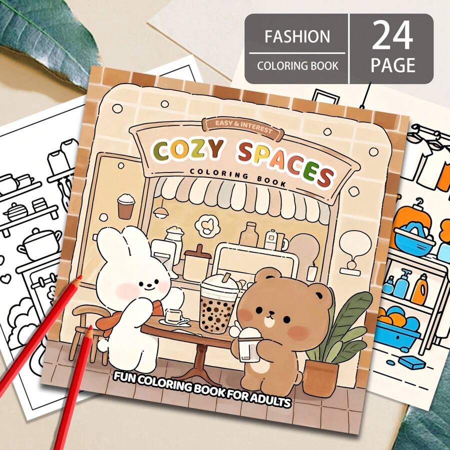 1 pieza Libro para colorear antiestrés para adultos, Tema: Patrones de espacio confortable, Nuevo lanzamiento 2025, Tamaño: 7,9*7,9 pulgadas, 24 páginas, Impresión de un solo lado, Regalo ideal para el Día de San Valentín, cumpleaños, Pascua y otras fiestas, Útil para relajarse, Día de la Madre, Regalo para mamá, Vuelta al cole, Útiles escolares