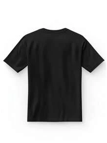 Men's Summer Short Sleeve Casual Round Neck T-Shirt - Versatile & Comfortable, Heart & Slogan "I Love My Wife", "I Love My Girlfriend" Boyfriend Style Casual Wear, Suitable For Spring/Autumn Outdoor Activities - Black - View 4