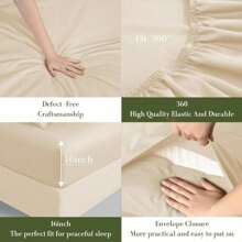 Luxury 100% Cotton Queen Size Bed Sheets Set With 1000 Thread Count - High Quality Breathable And Cooling Bedding Set Including Deep Pocket Pillow Cases, 16 Inch Fitted Sheet - 4 Piece Collection In Beige Color For Ultimate Comfort - Beige - View 4