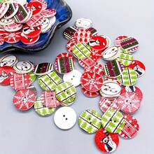 50pcs/20pcs Wooden Buttons Assorted Christmas Holiday Patterns - Mixed Color Cartoon Wood Sewing Buttons For DIY Crafts, Decorations, Handmade Accessories