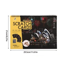 10 قطع/طقم بطاقات خدش فنية للمناظر الحضرية ، لوحات فنية للخدش للبالغين بألوان زاهية ، هدايا لحفلات، العودة إلى المدرسة ، لوازم المدرسة