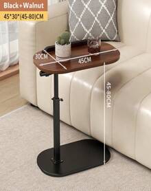 C-Shaped Flip Sofa Side End Table Coffee Laptop Table Living Room Bedroom - Walnut - View 4