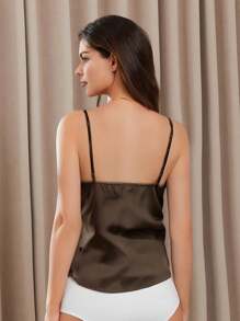 Women Y2k Crop Camisoles Tops Lace Trim Sexy V-Neck Spaghetti Strap Sleeveless Backless Tank Tops Slim Fit Going Out Shirts Summer Cami Tops Clubwear Streetwear Aesthetic Clothes - màu nâu - Xem 3