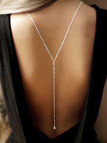 1 件简约优雅风格仿水晶背景身体链，优雅的新娘身体首饰，适合女性在任何场合佩戴