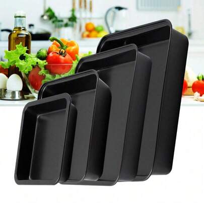 Set de 4 moules à pâtisserie en acier carbone texturé doré | 4 tailles disponibles S/M/L/XL- (18-27,5 cm), antiadhésif et résistant à la chaleur, facile à nettoyer, revêtement antiadhésif | Ustensiles de cuisson au four maison | Cookies, pizza, barbecue, essentiels de cuisine multifonctions !