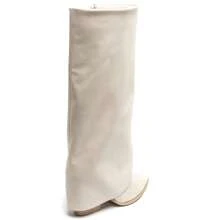 Fashionable Versatile Minimalist Solid Color Pointed Toe Thigh-High Boots - Beige-1 - View 5