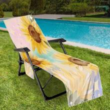 Housse de chaise de plage pliable pouvant être pliée en un sac à porter à l'épaule, avec des poches latérales pour ranger lunettes et téléphone. Convient pour les chaises de plage, serviettes, chaises de piscine et transats. Facile à transporter. Été, accessoires de voyage, vacances, décorations de salle de bain, essentiels de plage