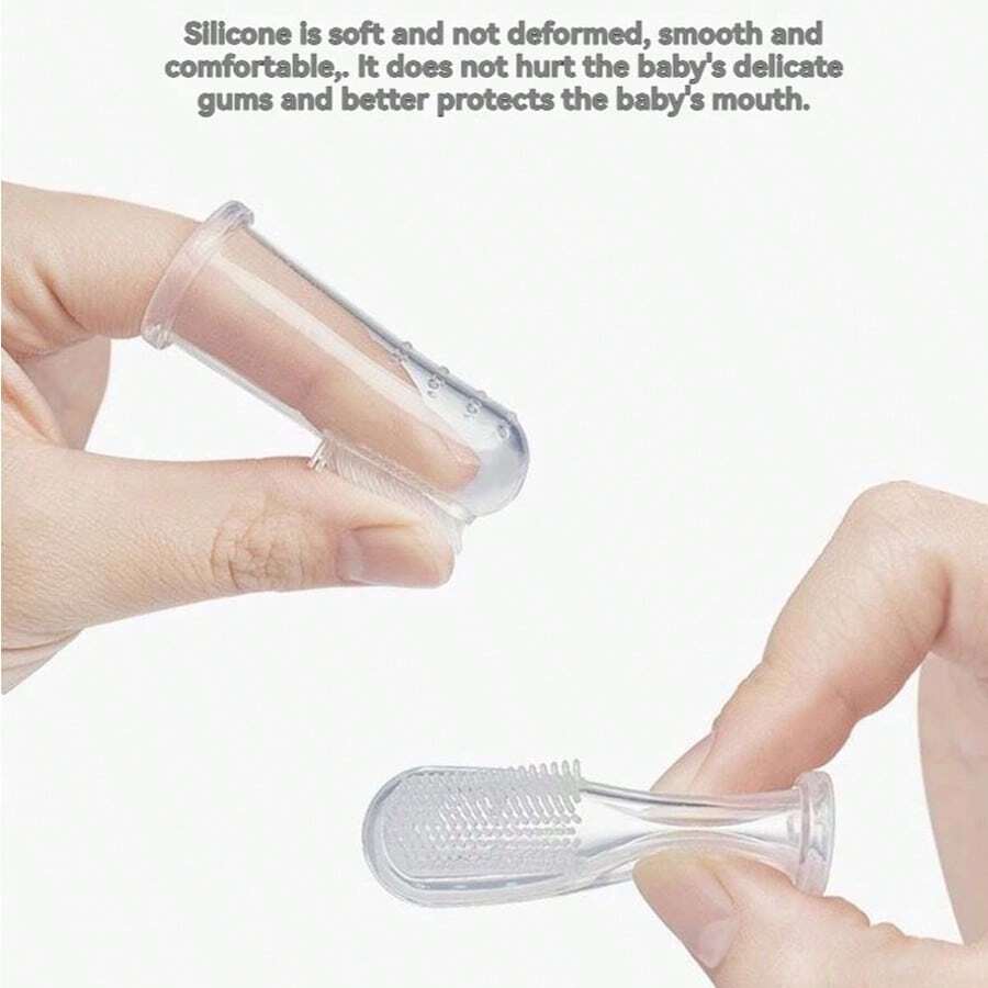 婴幼儿/婴儿/儿童拇指牙刷硅胶乳牙刷手指牙刷婴儿舌刮器更便携方便清洁婴儿乳牙,保持牙齿清洁 - 透明色 - 查看 1