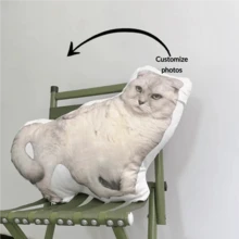 定制宠物照片毛绒靠垫 - 个性化 3D 双面印刷，适用于客厅、沙发、床和汽车 - 送给宠物爱好者的独特纪念礼物 - 混合颜色 - 上傳圖片客製化抱枕 - 查看 1