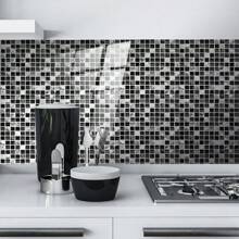 20pcs Kitchen Tile Stickers Bathroom Mosaic Sticker Self-Adhesive Wall Home Decoration  15cm X 15cm - Black - View 5