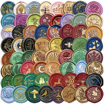 60Pcs Wax Seal Stickers 2D Aesthetic Stickers Not Wax Seal Coloerd Stickers Cartoon Stickers Funny Stickers Vinyl Waterproof For Laptop Phone Car Skateboard Water Bottles Scrapbooking Computer Journaling