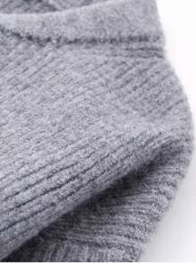 1 件女士时尚新款拉链针织飞行员夹克 - 灰色 - 查看 4