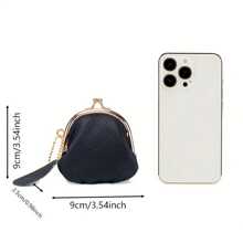 1 pieza Monedero de piel genuina con estilo vintage, organizador compacto de joyas y anillos con cierre de beso, bolsa de almacenamiento retro para llaves y dinero en efectivo, estuche de joyas ligero y portátil para uso diario de mujer, organizador de viaje y almacenamiento para dormitorio escolar