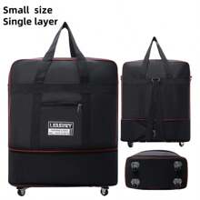 1pc Large Capacity Expandable Wheeled Travel Bag, 3-Layer Foldable Waterproof Luggage Bag, Rolling Suitcase With 6 Wheels, Airport Check-In Bag - Swivel Wheels, Foldable, Water-Resistant - Ideal For Business Trip, Study Abroad, Vacation, Unisex Holiday Essentials Holiday Travel Essentials Travel Accessories