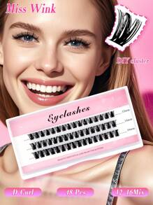 Miss Wink Dicker gewellter 60D/Weizenähren selbst veredelt Wimpern Set mit 48/60 Stück 12-16mm gemischter Länge, wasserfest, Sable Haare, europäisch und amerikanisch natürlich stereoskopisch kompakt tragbar zum Selbstmachen, geeignet für tägliches Make-up und Ausgehpartys