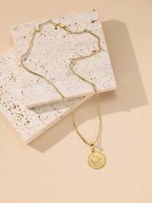 Herseygold 一套铜镀金公鸡硬币项链和耳环，中东阿拉伯时尚首饰，适合节日、婚礼、女性佩戴。 - 金色 - 查看 4