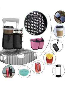 1PC Minimalist Water Bottle Storage Bag, Black For Suitcase Handle, Accessory Gift For Flight Attendant, Traveler Accessories, Travel Essentials, Travel Storage Bag For Beach Summer Vacation Back To School - Multicolor - View 4